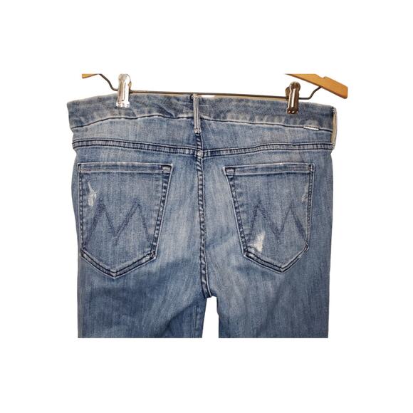 Mother Womens The Looker Graffiti Girl Distressed Blue Jeans 31 Comfort Stretch - Picture 5 of 16